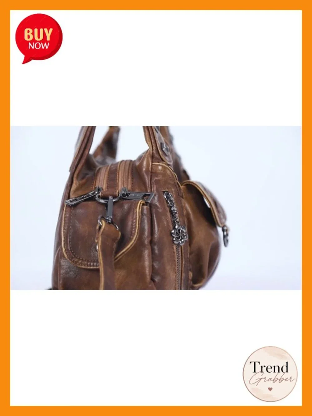 Small Hobo Shoulder Bag Vegan Leather Multi-Pocket Crossbody Tote